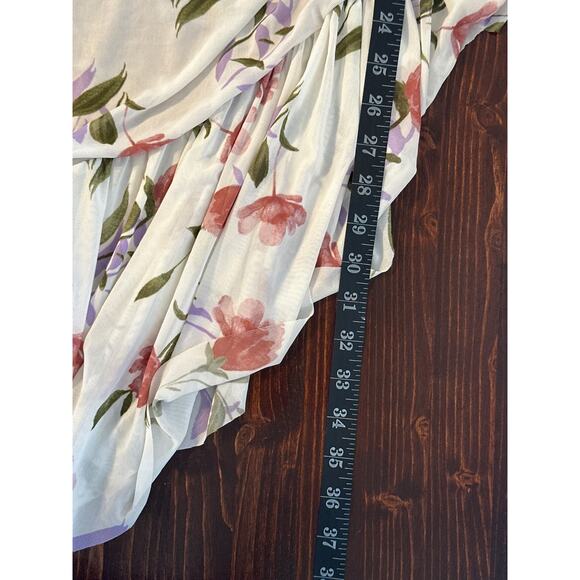 JLUXLABLE Strapless Dress L Floral Y2K 90's Fairy Ruched Asymmetrical - Picture 13 of 16